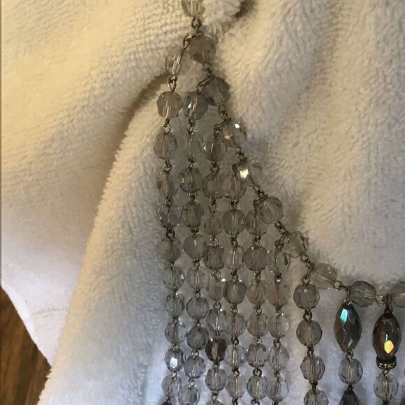 Vintage Crystal Bib Necklace, 16” to 19” Adjustable. - Picture 4 of 8